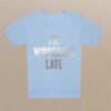 Sabrina Carpenter working late silver foil graphic shirt